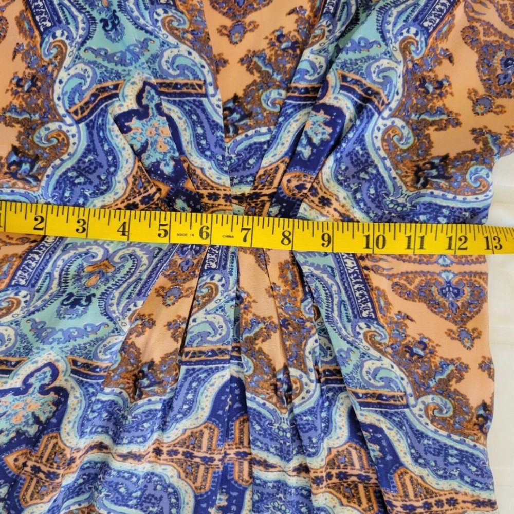 Anthropologie Maeve Medallion Maxi Dress Sz 4 Damask Silk Sleeveless Multi Blue - Picture 15 of 16